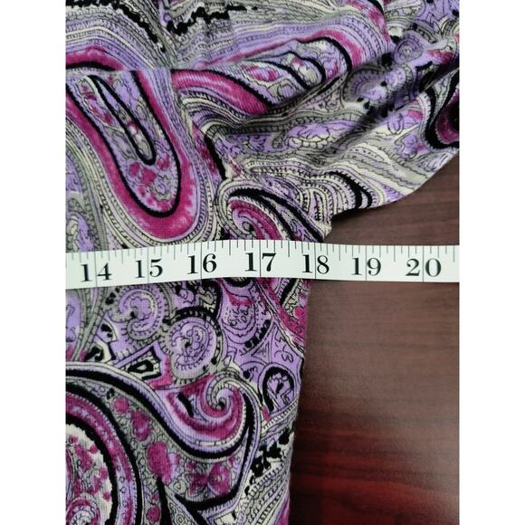 Talbots Merino Wool Sweater Women's Sz SP Purple Paisley long sleeve popover Top - Picture 5 of 9